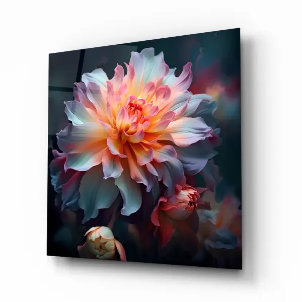 Flower Illustration 3 - Square Wall Glass Art