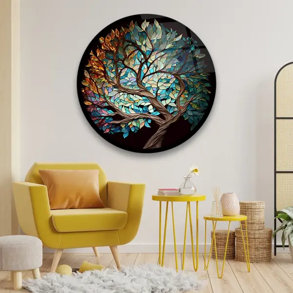 Tree of Life 3 - Circle Wall Glass Art
