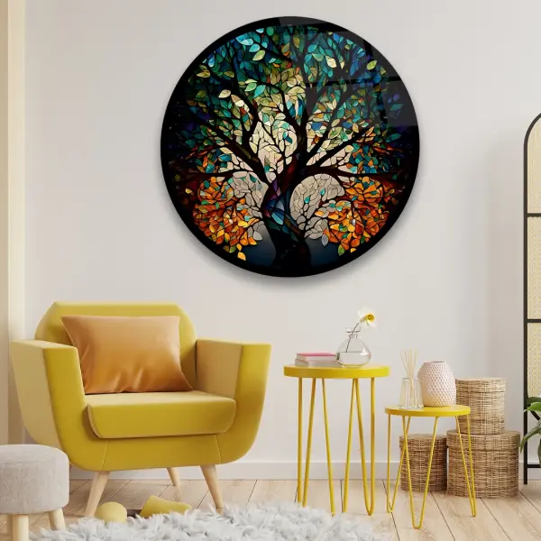 Tree of Life 2 - Circle Wall Glass Art