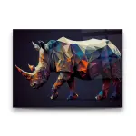 Colorful Rhino- Horizontal Wall Glass Art