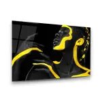 Yellow Striped Woman - Horizontal Wall Glass Art