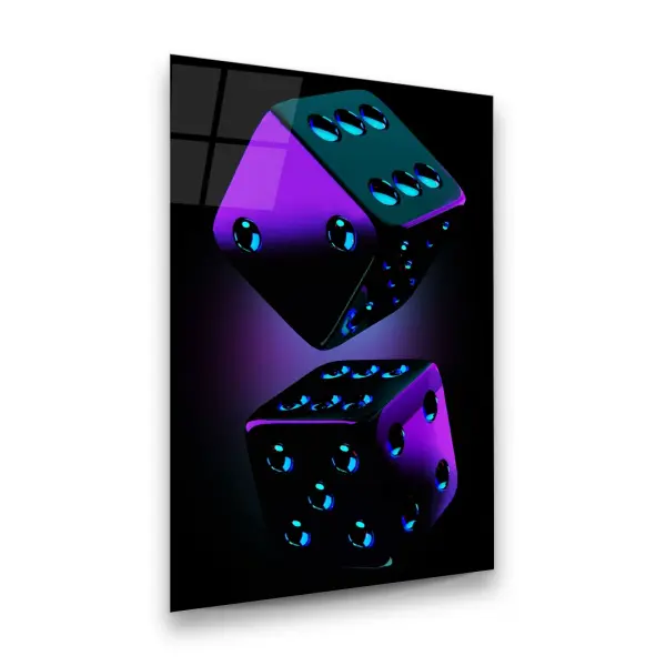 Purple Dice - Rectangle Wall Glass Art