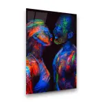 Neon Woman and Man - Rectangle Wall Glass Art