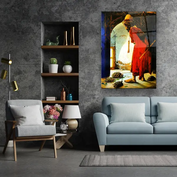 The Turtle Trainer - Rectangle Wall Glass Art