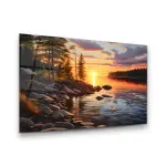 Sunset and River - Horizontal Wall Glass Art