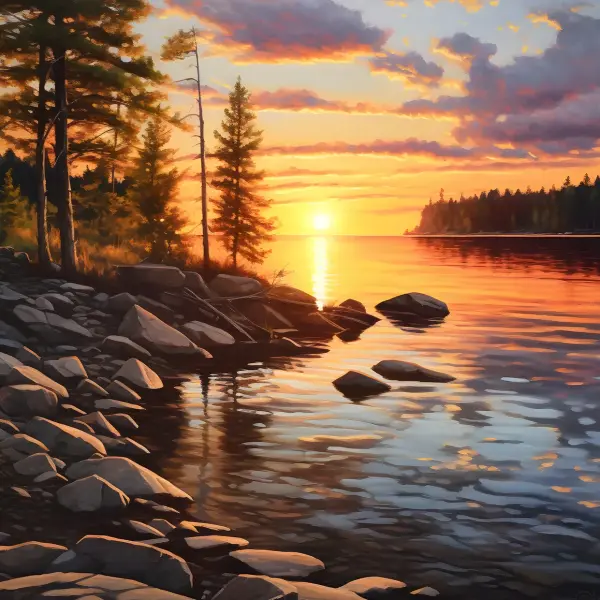 Sunset and River - Horizontal Wall Glass Art