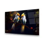 Birds Illustration - Horizontal Wall Glass Art