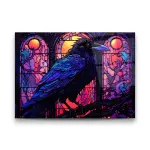 Crow Illustration - Horizontal Wall Glass Art