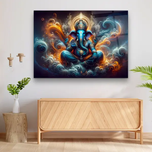 Ganesha - Horizontal Wall Glass Art