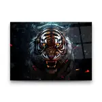 Vicious Tiger - Horizontal Wall Glass Art