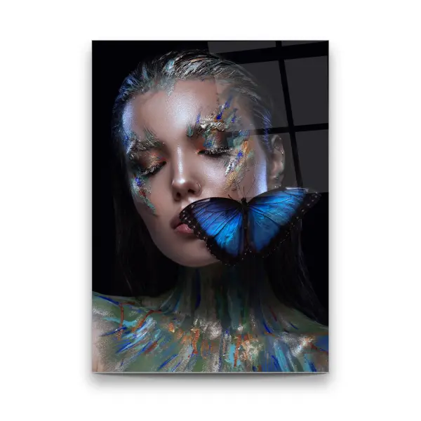 Butterfly Woman - Rectangle Wall Glass Art