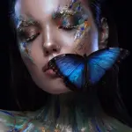 Butterfly Woman - Rectangle Wall Glass Art