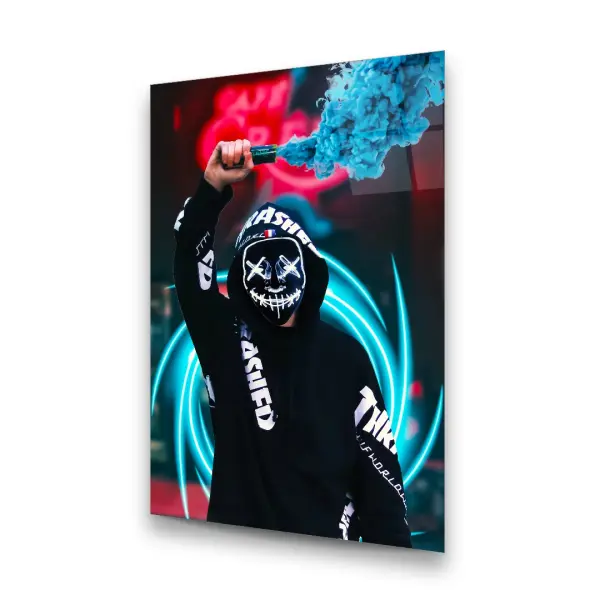 Led Masked Man - Rectangle Glass Art