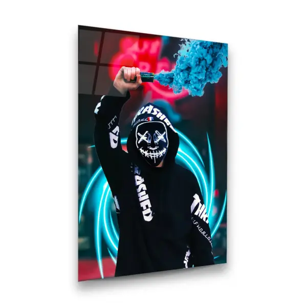 Led Masked Man - Rectangle Glass Art