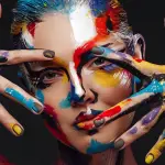 Colorful Painted Woman - Horizontal Glass Art