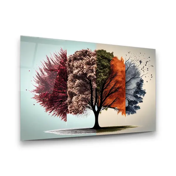 Seasonal Tree - Horizontal Glass Art