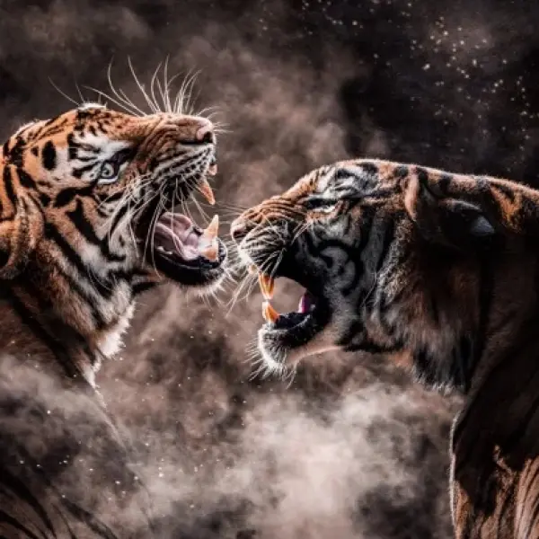 Warrior Tigers - Horizontal Glass Art