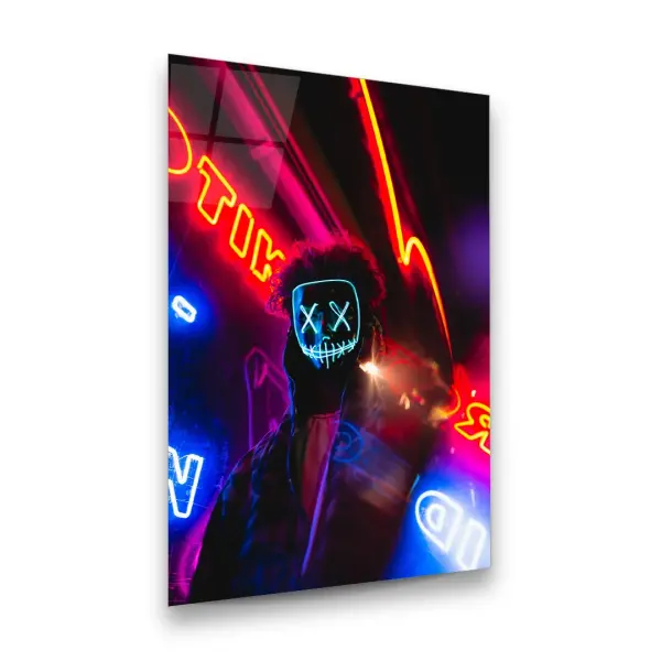 Neon Mask - Rectangle Glass Art