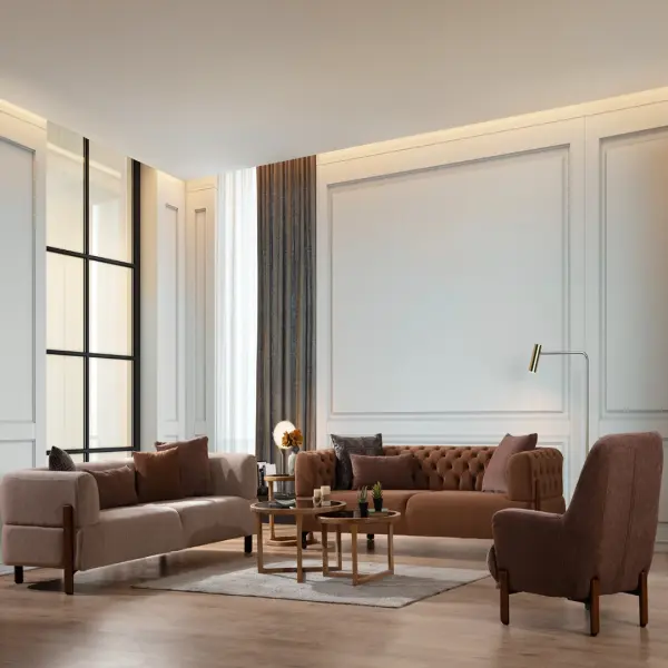 Cratos Wood Sofa Set (3+3+1+1)