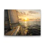Sailboat and Sunset - Horizontal Glass Art