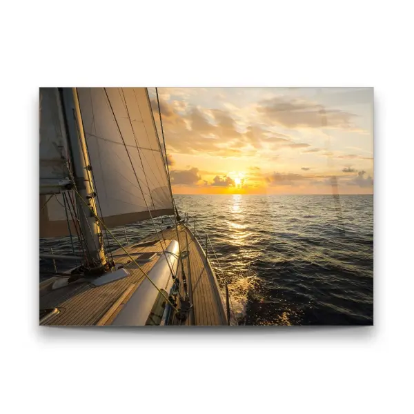 Sailboat and Sunset - Horizontal Glass Art