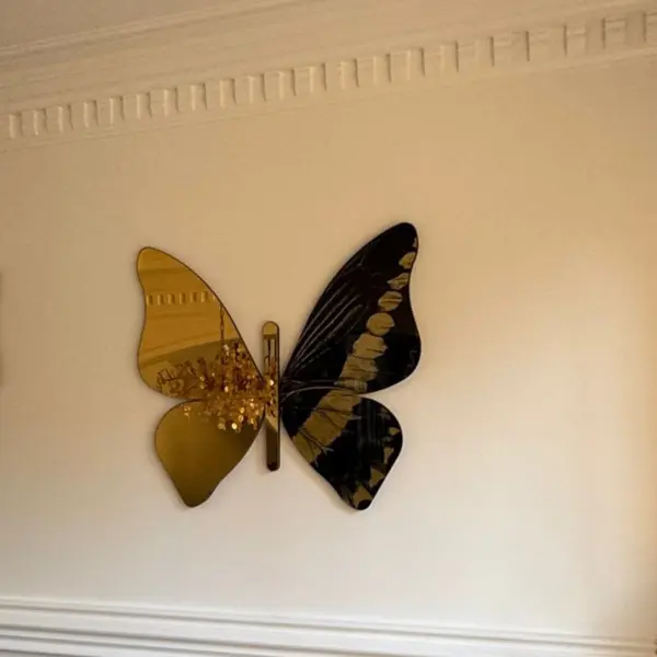  Ferozzi Butterfly Mirror – Elegant Decorative Mirror (Rose Gold,Black and Gold, Black and Silver)