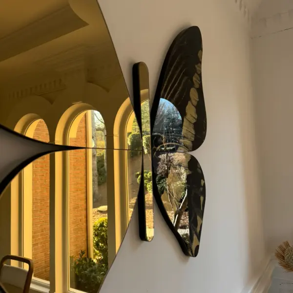  Ferozzi Butterfly Mirror – Elegant Decorative Mirror (Rose Gold,Black and Gold, Black and Silver)