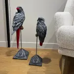 Elegant Parrot Statues with Handmade Details – Decorative Sculpture Set for Home or Office 