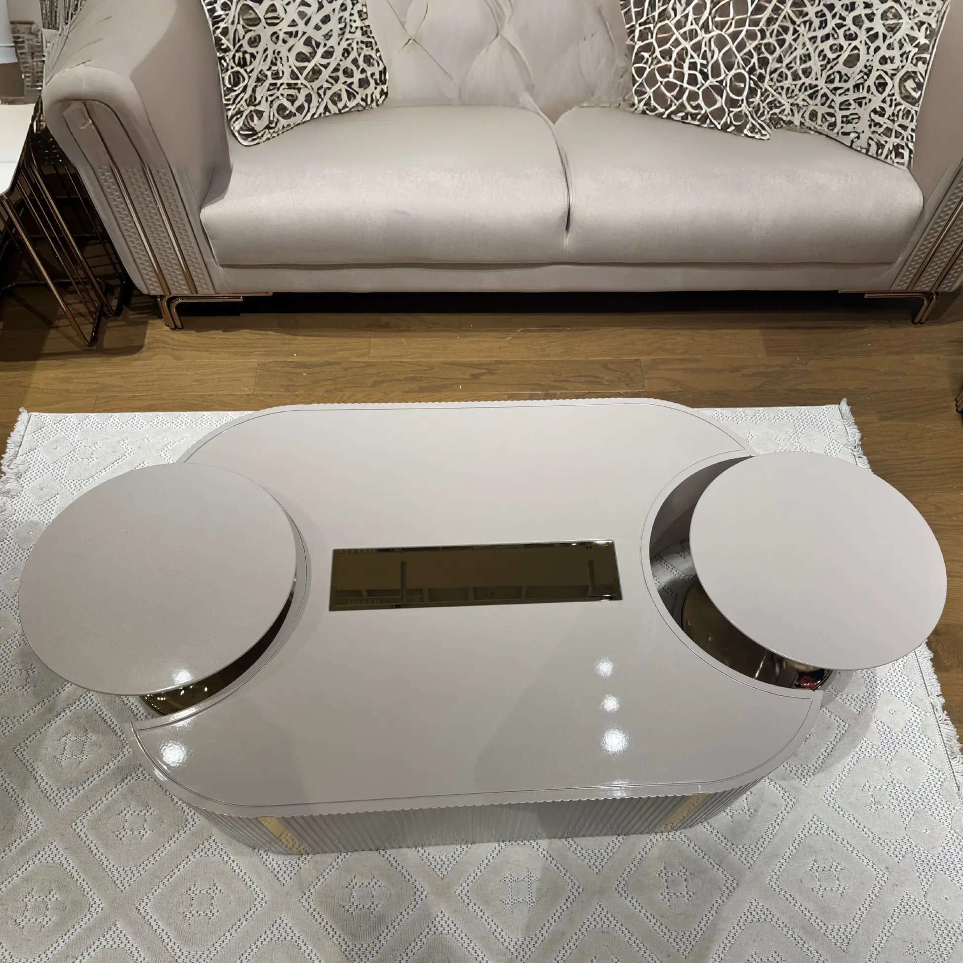Paris Collection Elegant Modern Coffee Table Set with Gold Accents