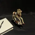 Handcrafted Decorative Rocking Horse Figurine – Elegant Checkered and Gift Accent Design