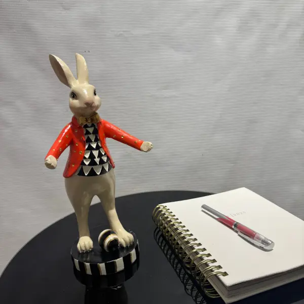 Ferozzi Dapper Red Blazer Rabbit Figurine – Handcrafted Baroque-Inspired Home & Lounge Decor