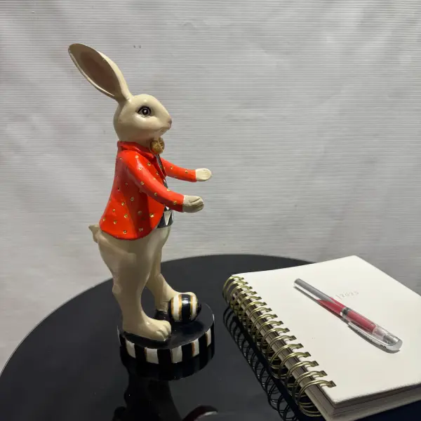 Ferozzi Dapper Red Blazer Rabbit Figurine – Handcrafted Baroque-Inspired Home & Lounge Decor